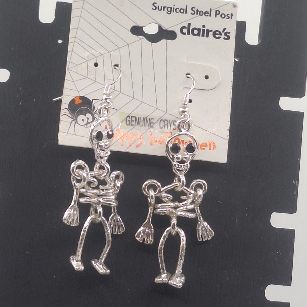 Claire's Silver Skeleton Earrings